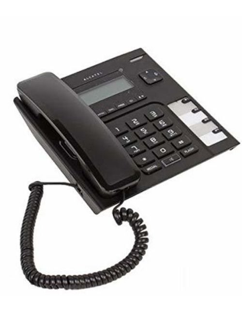 هاتف سلكي مكتبي ألكتل، مع شاشة لاظهار رقم المتصل، أسود