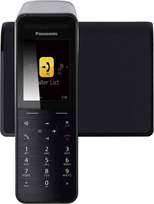 هاتف باناسونيك اللاسلكي الذكي، واي فاي، شاشة ملونة، أسود