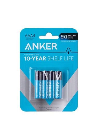 Anker Dry battery, Box of 4 AAA Batteries, White / Black / Blue