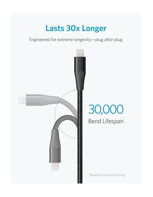 كبل شحن آنكر باور لاين بلس للايفون، USB-C to Lightningـ 1.8 متر، لون أسود