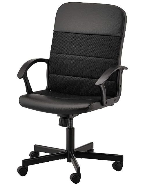 كرسي مكتب من إيكيا، دوار قابل لتعديل الارتفاع، لون أسود