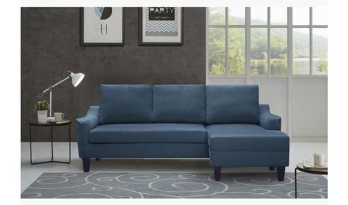 كنبة زاوية يمينية من سيدني، قماش، 3 مقاعد، تتضمن سرير، لون أزرق