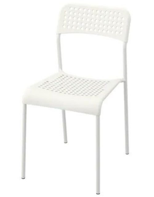 IKEA ADDE dining chair, plastic seat, steel legs, white