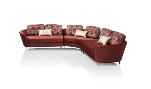 Pyrope Sectional Sofa, 5 Seats, Maroon/ Gold