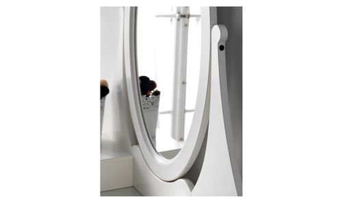 طاولة زينة هيمنيس مع مرآة من أيكيا، سطح زجاج، أبيض