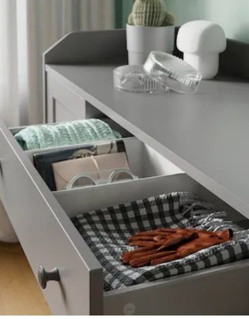 Ikea Hauga Sideboard, 84 x 140 cm, 3 Drawers, 2 Shelf Units, Gray