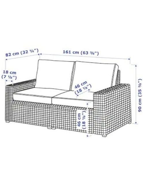 IKEA outdoor 2Seat Sofa Unit, Water Resistant, Dark Gray