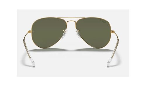 Ray-Ban Aviator Classic Sunglasses, Unisex, Gold Frame, Green Lens