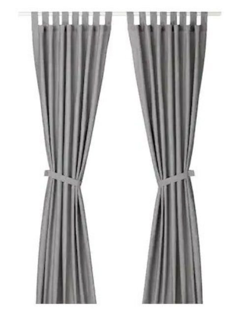 Linda Cotton Curtains by IKEA , Two Pieces Sides, Gray