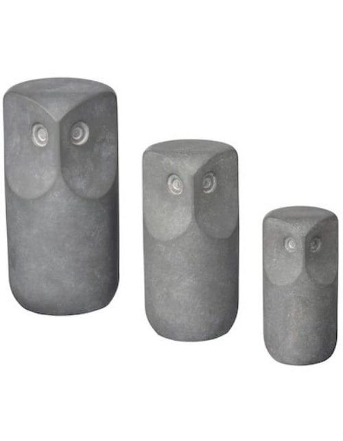 Cement Owl 3Piece Decorative Set from Ikea, Gray
