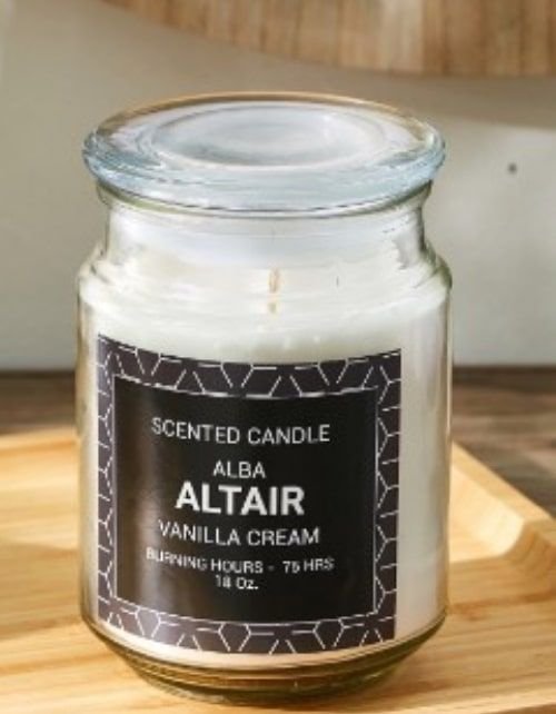 شمعة عطرية برطمان ألبا ألتير من هوم بوكس، رائحة كريما الفانيليا، 100 مل