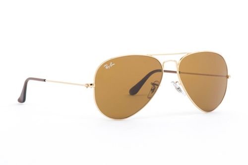 Ray-Ban Aviator Classic Sunglasses, Unisex, Gold Frame, Brown Lens