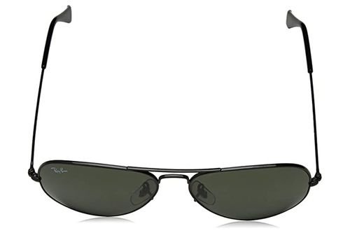Ray-Ban Aviator Classic RB3025 Sunglasses, Polarized, Black Frame, Green Lens
