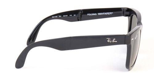 نظارات شمسية راي بان وايفارير، قابلة للطي، أسود غير لامع، عدسات خضر