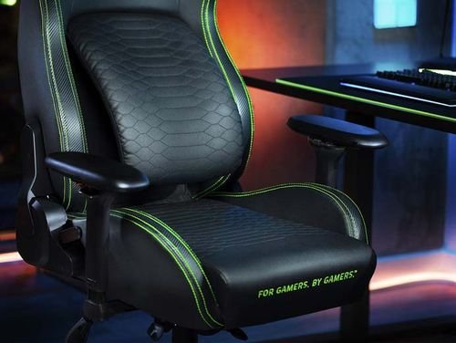 كرسي ألعاب ريزر Iskur، جلد صناعي، أسود وأخضر