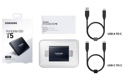 Samsung T5 Portable SSD, USB-C, 2TB, Black