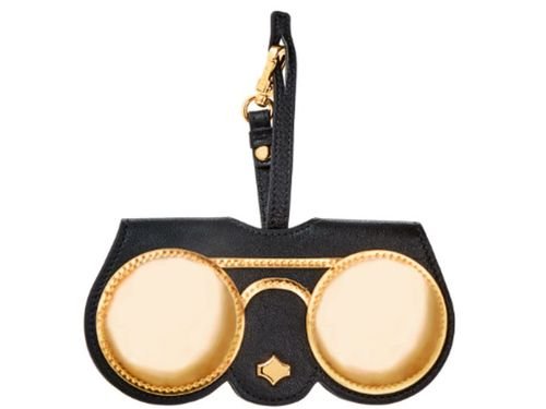 Any Di Golden Eye Glasses Case, Leather, Black and Gold