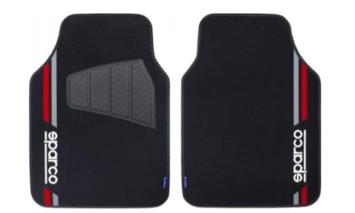 Sparco Car Mats Set, 5 Pieces, Black and Red