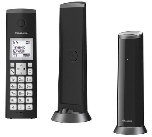 هاتف أرضي لاسلكي باناسونيك TGK210، شاشة ال سي دي 1.5 بوصة، قاعدة عمودية، أسود