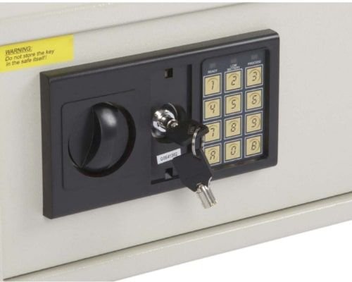 خزانة إلكترونية ماهماي، 7 كغ، قفل رقمي مع مفتاح رئيسي، رمادي