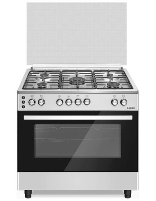 طباخ غاز وفرن من كليكون مع شواية، 90 × 60 سم، 5 شعلات، ستانلس ستيل