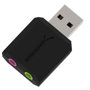 Sabrent External Sound Card, USB, Audio and Mic, Black