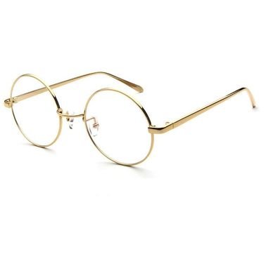 Round Eyeglasses Frame, 500 mm Size, Gold Metal Frame