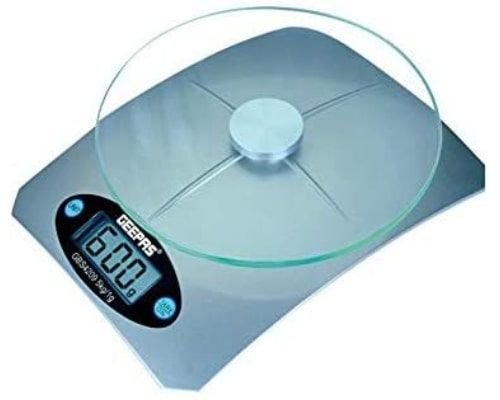 Geepas Digital Kitchen Scale, 5 Kg, LCD Display, 4mm Glass Platform