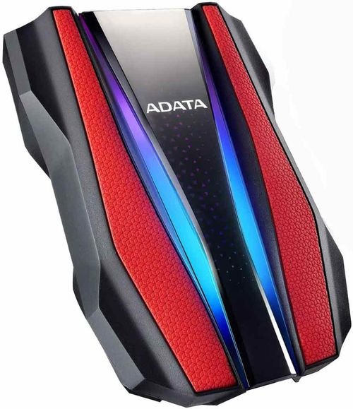 هارد خارجي ADATA، سعة 1TB، يو إس بي 3، أضواء RGBـ لون أحمر