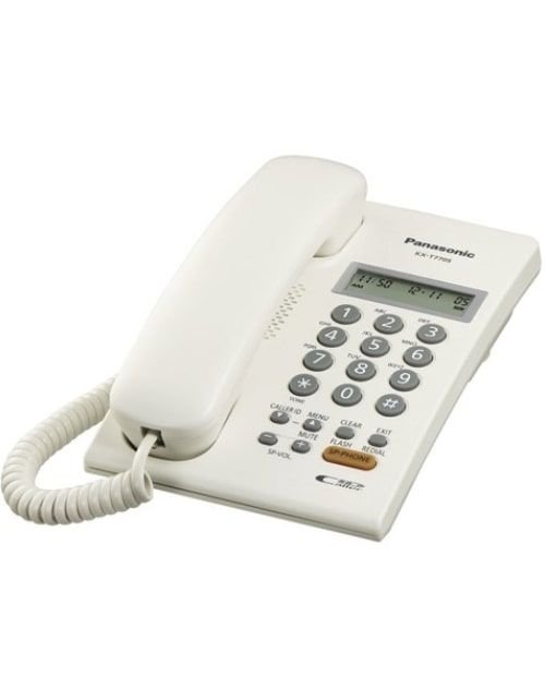 هاتف سلكي باناسونيك KX-T7705X، شاشة LCD، أبيض