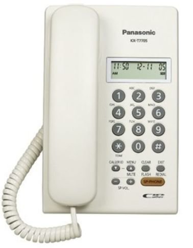 هاتف سلكي باناسونيك KX-T7705X، شاشة LCD، أبيض