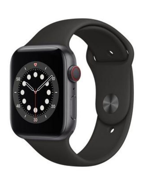 Apple Watch 6 Smart, GPS, 44mm Gray Aluminum Case, Black Band