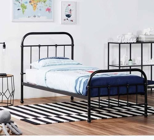 Single Bed for Kids from Travis, Metal, 200x90 cm, Black Color