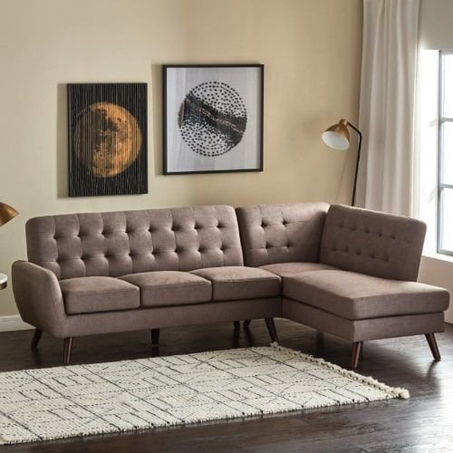 Montrey Corner Sofa with Right Armrest, 4 Seater, Brown