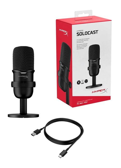 HyperX SoloCast Microphone, USB Connection, Black Color