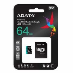 ADATA Premier Pro SD Card, 64GB Capacity, 100MB Speed
