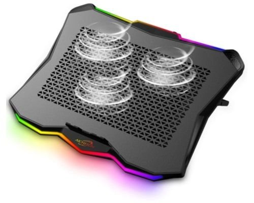 AICHESON Laptop Cooling Pad, Three Fans, RGB Lights, Adjustable Height